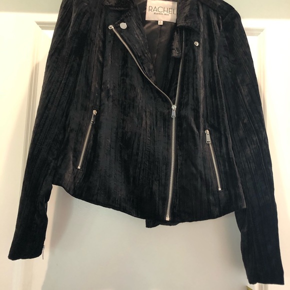 Rachel by Rachel Roy Black Velvet Motorcycle Jacket NWT size -M - Picture 4 of 10